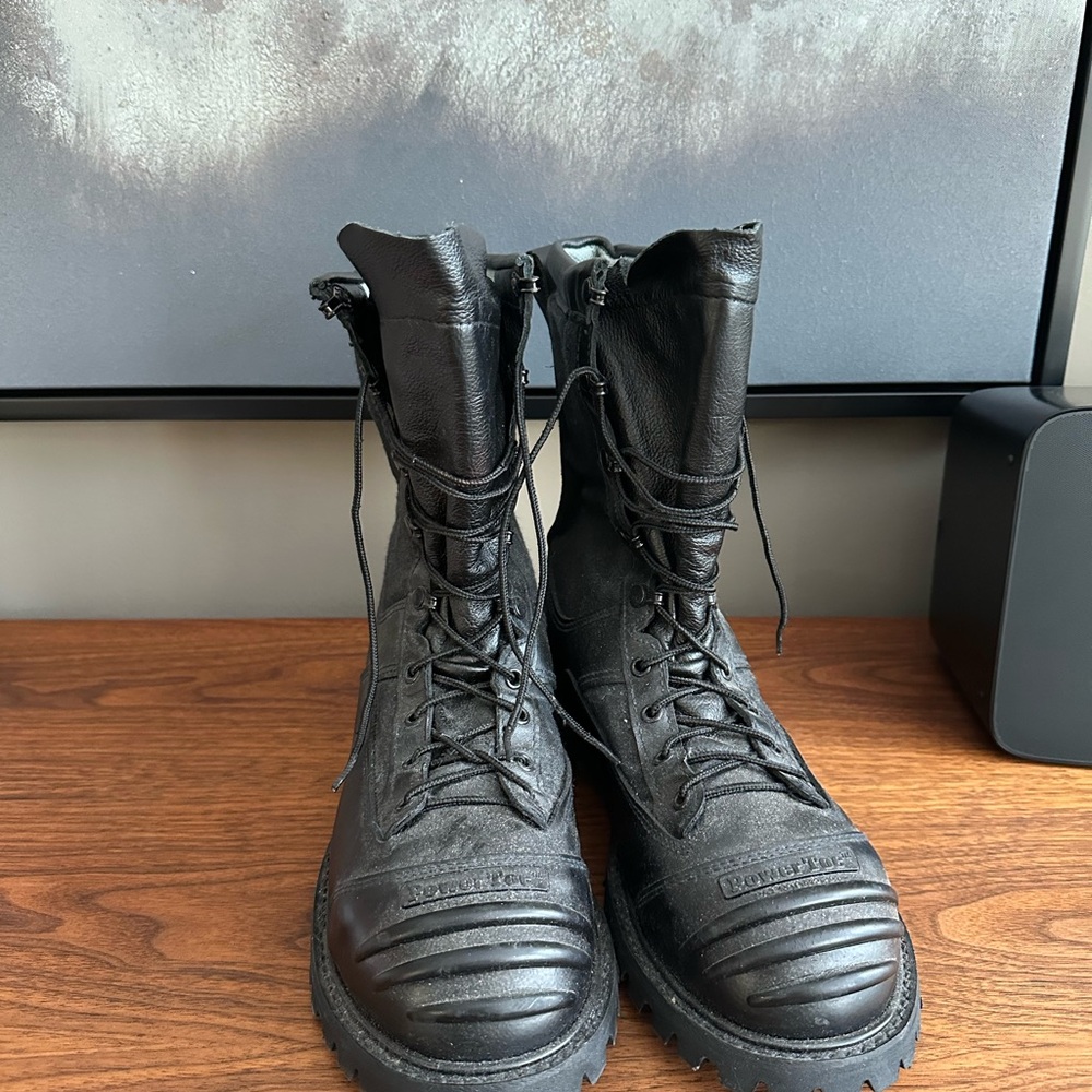 Black Leather Combat Boots